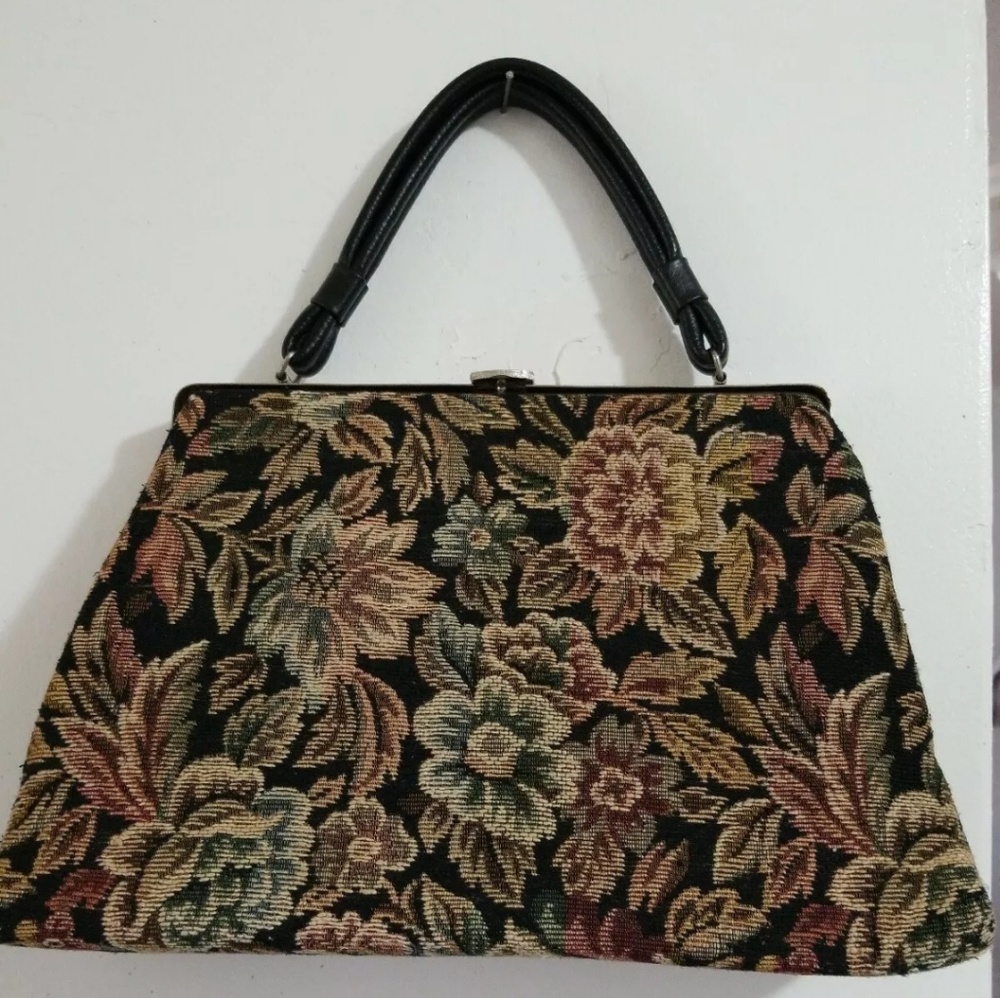 vintage 60s sixties 50s purse hsndbag flowers floral